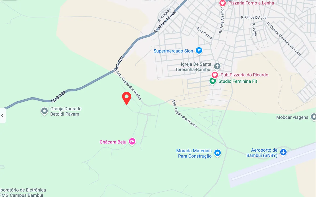 Mapa de localização fornecido pelo Retiro Canastra em Bambuí